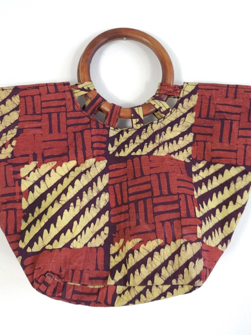 Retro Wooden Handle Tote Bag Purse - Picture 7 of 8